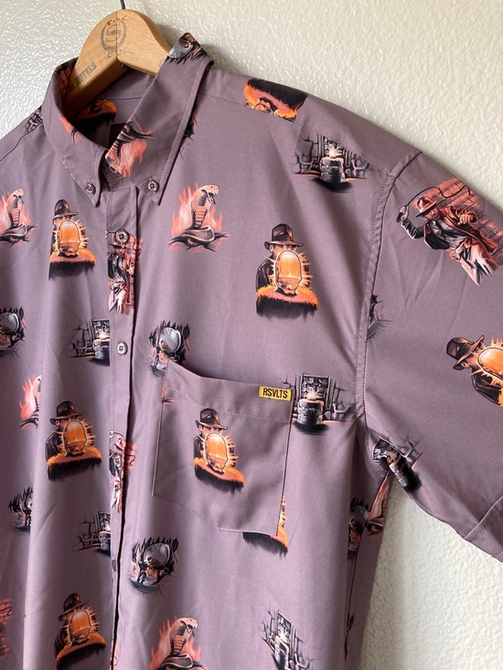 RSVLTS Other - RSVLTS Indiana Jones Boulders, Snakes, and Idols Kunuflex Button Up Shirt sz L